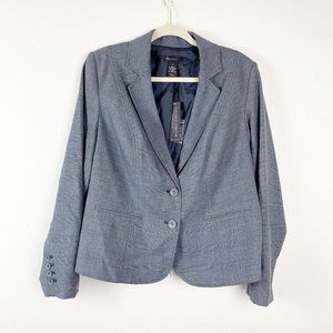 NWT Lane Bryant Woman's‎ Sz 14 Gray Plaid Two Button Front Career Blazer